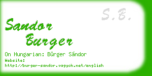 sandor burger business card